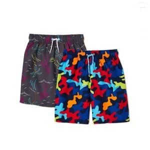2pack Boys’ blue black multicolor UPF protection Swim Trunks size‎ Large (10-12)